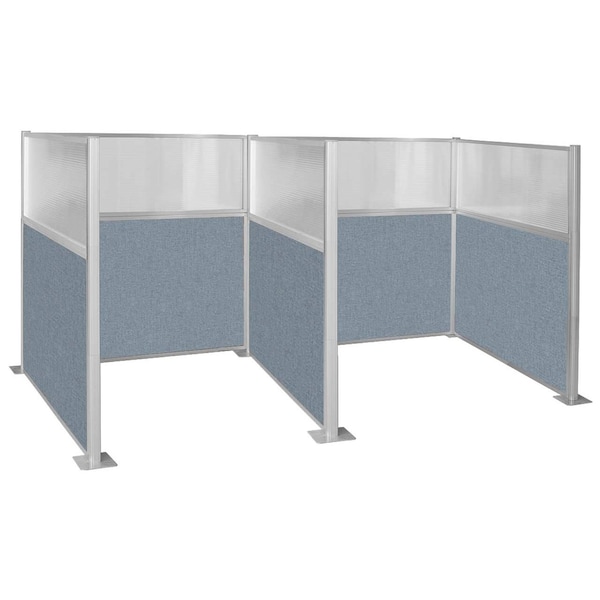 Pre-Configured Hush Panel Cubicle 6' x 6' W/ Window Powder Blue Fabric